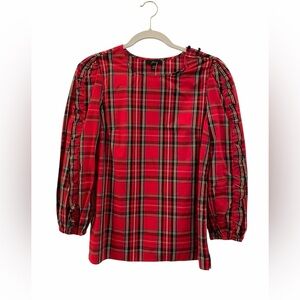 J. Crew Red Plaid Pullover Blouse